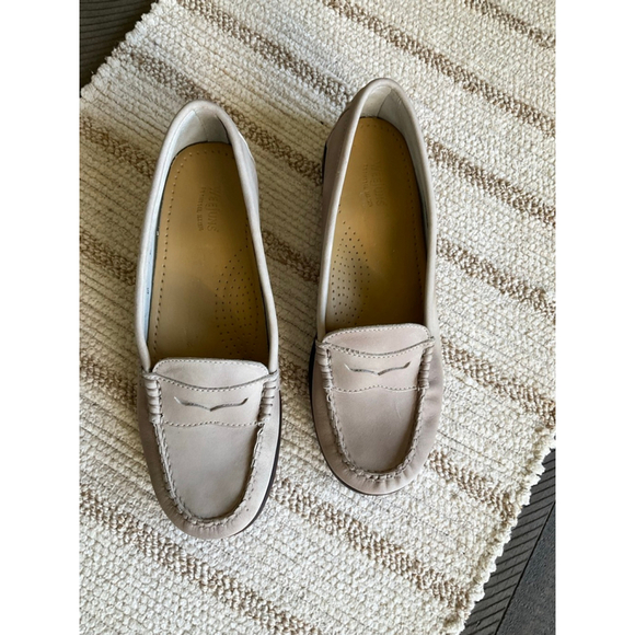 GH Bass Weejuns Penny Loafers Beige Leather Women’s Size 8 Classic Moc Toe - Picture 4 of 6